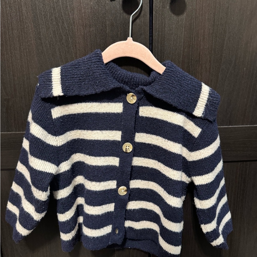 Zara Navy and White Striped toddler Sweater